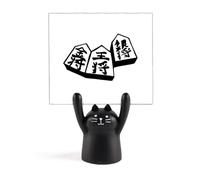Support de mémo japonais en forme de chat noir avec motif de guerre d'échecs