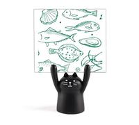 Support de mémo motif chat noir dessin animé créatures marines art déco