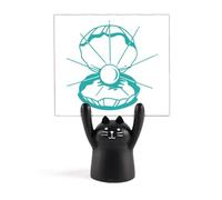 Support de mémo motif festonné vert vie marine dessin animé chat noir décoration