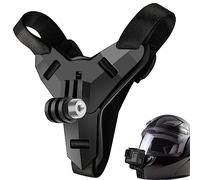 Support de mentonnière pour casque de moto, support de caméra avec montage avant compatible pour GoPro Hero 2018 6 5 4 3 Session SJCAM AKASO Campark Polaroid Osmo etc. (Black)