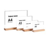 Support de menu en acrylique, lot de 3 supports en forme de T, base en bois légère et Stable, plusieurs tailles(Right Angle,A6 (10 * 15cm))