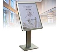 Support de menu réglable en aluminium robuste avec base lestée - Grand support de menu, support d'affiche, support de panneau pour restaurant, hôtel, café, événement, entreprise et publicité