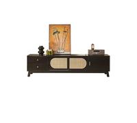 Support de Meuble TV 180cm Meuble Vintage Bois Massif/Rotin, Centre Multimédia Rustique pour Hôtels & Locations Saisonnières Meuble de Télévision pour Centre de Divertissement