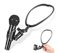 Support de Micro de Cou Réglable 24 à 45mm pour Microphone | Monture Suspendue Ergonomique, Plastique et Métal Noir, pour Artistes et Magiciens en Direct Extérieur