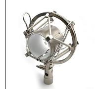 Support de micro en métal argenté foncé de 14 cm - Support de suspension pour microphone de studio à condensateur anti-vibrations - Support de microphone réglable pour enregistrement de micro