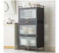 Support de micro-ondes à 5 niveaux avec porte rabattable en métal avec tiroir et roues verrouillables, rangement polyvalent pour garde-manger et organisateur de salon pour des solutions d'économie