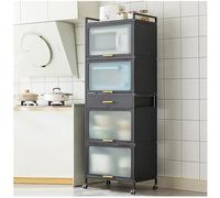 Support de micro-ondes à 5 niveaux avec porte rabattable, étagère de cuisine en métal avec tiroir et roues verrouillables, rangement de garde-manger et organisateur de salon