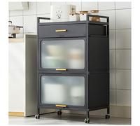 Support de micro-ondes à 5 niveaux avec roues verrouillables - Étagère de cuisine en métal avec tiroir rabattable - Organisateur de rangement pour cuisine et salon - Solutions d'économie d'espace