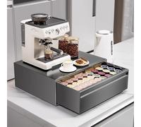 Support de micro-ondes en acier au carbone avec tiroirs coulissants - 44 cm de profondeur et 15 cm de haut - Organiseur pour station de café et appareils de cuisine - Gris - 30 cm