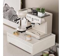 Support de micro-ondes en acier au carbone avec tiroirs coulissants, organiseur de comptoir pour micro-ondes, station de café et appareils de cuisine, profondeur 44 cm, hauteur 15 cm (blanc, 35 cm)