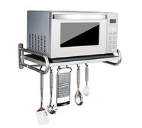 Support de micro-ondes en acier inoxydable - Étagère de rangement murale multifonction pour four à micro-ondes, ustensiles de cuisine peu encombrants avec design protecteur