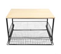Support de micro-ondes en bois et métal avec panier de rangement extractible, étagère de cuisine à roulettes verrouillable, chariot de rangement compact pour petits espaces, multi-usage pour la maison