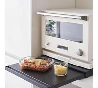 Support de micro-ondes en métal noir avec tiroir extractible pour comptoir de boulangerie et organisateur de rangement pour meubles de cuisine peu encombrants