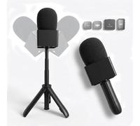 Support de micro pour DJI Mic Mini2/Mini/3/2 RODE Trépied de bureau et adaptateur d'entrevue portable, poignée télescopique 2 en 1 avec drapeau de micro pour Vlog Podcast