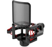 Support de microphone avec filtre pour Lewitt RAY LCT-240 Pro LCT 440 Pure LCT 441 FLEX Compatible avec tiges saillantes (d≤ 23 mm) comme la série AKG C, etc. (rouge)