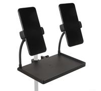 Support de microphone avec pince réglable et support de téléphone intégré pour chanteurs, musiciens, interprètes utilisant des supports de micro (B)