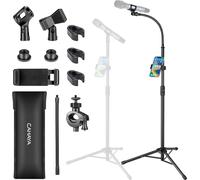 Support de microphone sur trépied à double usage avec support pour téléphone portable Support de microphone à col de cygne portable avec sac de transport et 3 pinces à micro CY0312