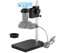 Support de microscope numérique réglable avec double anneau (4,97 cm/1,57 po), support de caméra en alliage d'aluminium pour microscopes stéréo de laboratoire, industriels et numériques