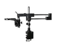 Support de microscope stéréo trinoculaire avec deux bras, anneau de serrage de 76 mm, support de microscope industriel pour une stabilité et une précision améliorées