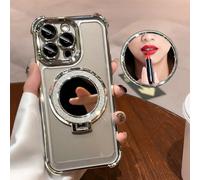Support de miroir de maquillage magnétique anti-chute transparent, compatible avec iPhone 17/6/7/8/X/XS/XR/11/12/13/14/15/16e, Galaxy S22/23/24, A04/05/06/A07/A17/A14/A15/A16/A24/A25/A34, Note 7/8/9/1