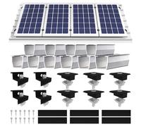 Support de module solaire - Fixation pour panneau solaire - Support de toit plat - Avec rail en aluminium de 12 cm et pince noire réglable de 30 à 35 mm - Pour 4 modules