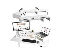 Support de moniteur 3 pièces avec supports pour smartphone blanc