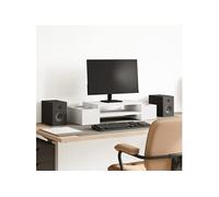 vidaXL Support de moniteur avec rangement pour bureau blanc en bois d'ingénierie