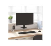 Support de moniteur blanc 100x20x8 cm verre trempé et métal