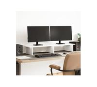 vidaXL Support de Moniteur Blanc 100x27x15 cm Bois d'ingénierie, Supports de Moniteur Double, Support pour écran d'ordinateur, Support d'ordinateur