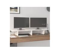 Support de Moniteur Rehausseur d'Ecran Support pour Ordinateur Portable Bureau Maison Intérieur Blanc 100x27x15 cm Bois de Pin Solide
