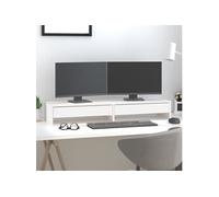 vidaXL Support de moniteur Blanc 100x27x15 cm Bois de pin solide
