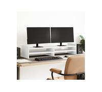 Support de moniteur blanc 100x27x20 cm bois d'ingénierie, supports de moniteur double, support pour écran 854787