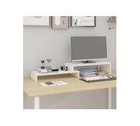 vidaXL Support de moniteur Blanc (52-101)x22x14 cm Bois de pin solide