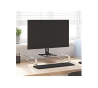 vidaXL Support de moniteur Réhausseur écran avec rangement 60x35x8 cm blanc verre trempé et métal