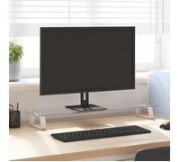 Support de moniteur blanc 80x20x8 cm verre trempé et métal