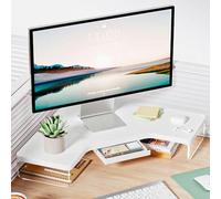 Support de moniteur d'angle réglable en forme de L avec pieds en acrylique pour améliorer la hauteur de votre moniteur pour un espace de travail ergonomique, solution d'angle peu encombrante