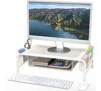 Support de moniteur de bureau en m tal Simple Houseware avec tiroir de rangement Blanc