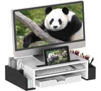 Support de moniteur de bureau Simple Houseware avec plateau de rangement r glable bicolore - Noir / Blanc
