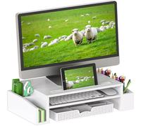 Support de moniteur de bureau Simple Houseware avec plateau de rangement r glable Blanc