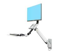 Support de Moniteur de Levage Mural for Poste de Travail Assis-Debout for Ordinateur D32 MB32, avec Plaque de Clavier, Ressort à gaz(White)