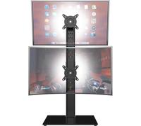 Support de Moniteur Double - Support de Moniteur Autonome à empilement Vertical pour Deux écrans de 13 à 34 Pouces avec pivotement, Inclinaison, Hauteur réglable, supporte Un (1) écran jusqu'à 44Lbs