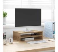Support de Moniteur en Bois d'ingénierie chêne Artisanal 42x24x13 cm, étagère de Rangement intégrée, rehausseur écran pour Bureau et Meuble TV, Design Minimaliste Moderne pour Espace de Vie