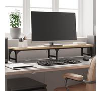 Support de moniteur en chêne Sonoma - 105 x 23 x 15,5 cm - Avec pieds réglables - Rehausseur ergonomique pour ordinateur portable - Bureau à domicile - Peu encombrant et stable