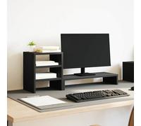 vidaXL Support pour écran avec organiseur de bureau en chêne noir et bois d'ingénierie