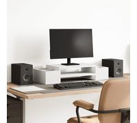vidaXL Support de moniteur avec rangement blanc bois d'ingénierie