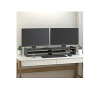 vidaXL Support de moniteur Gris 100x27x15 cm Bois de pin solide