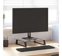 vidaXL Support de moniteur Réhausseur d'écran avec rangement Verre trempé Métal Noir