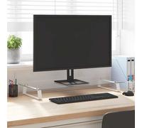 vidaXL Support d'ordinateur Réhausseur 374218 avec rangement Blanc verre