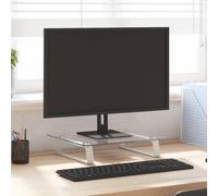 vidaXL Support de moniteur blanc 60x20x8 cm verre trempé et métal