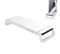 Support de moniteur - Organisateur de Support de Bureau avec Tiroir | Support PC Pliable RGB Light Support Ordinateur Portable avec 4 Ports Hub USB3.0, 9 Modes D'éclairage